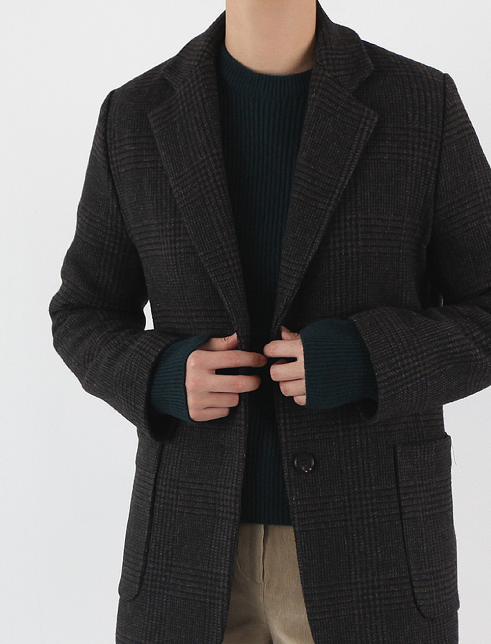 glen check wool coat (2c)