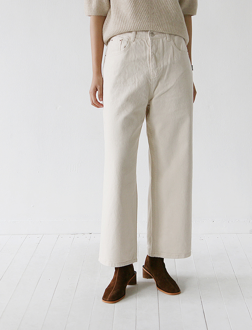 cream cotton wide pants