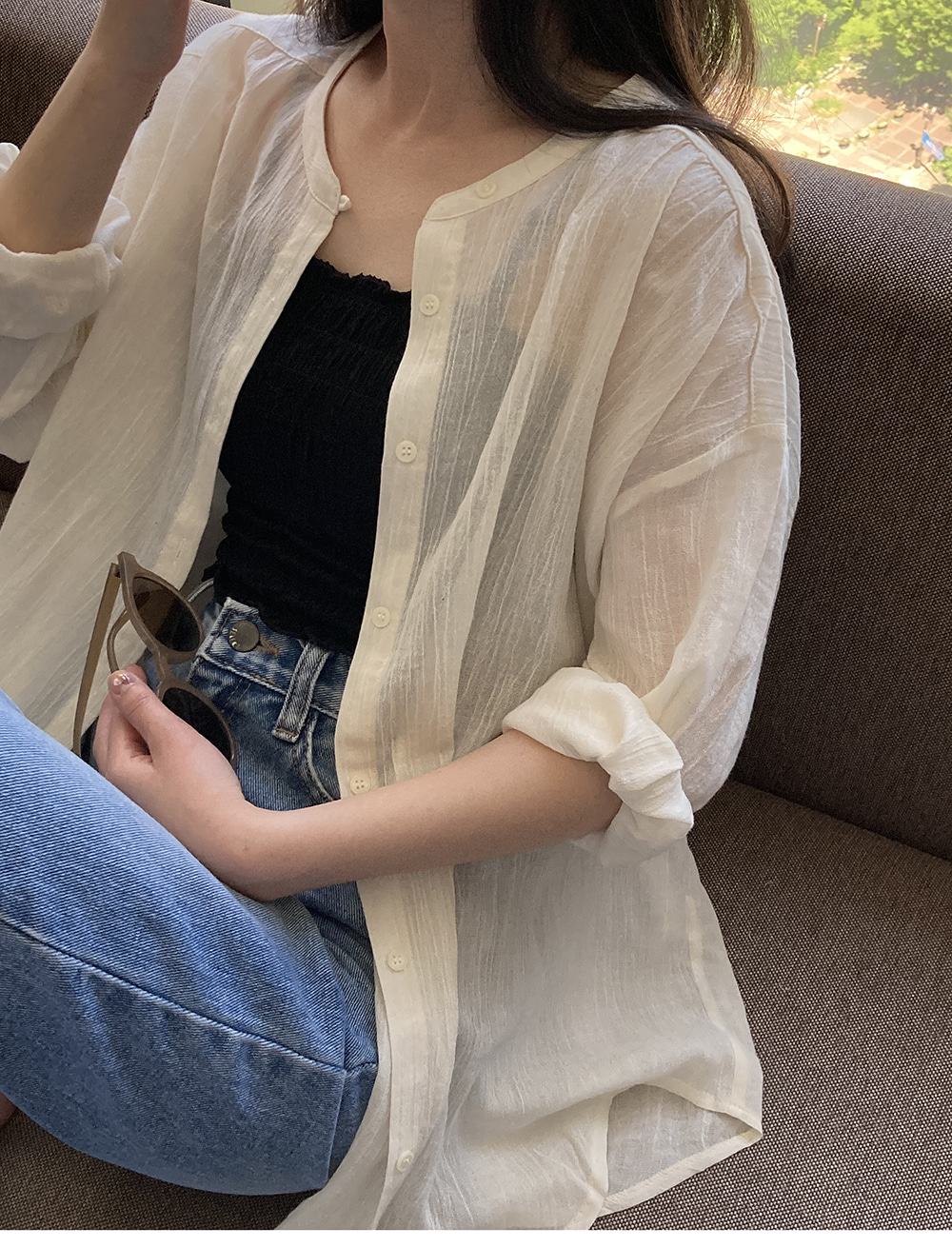 shirring cotton blouse (3c)