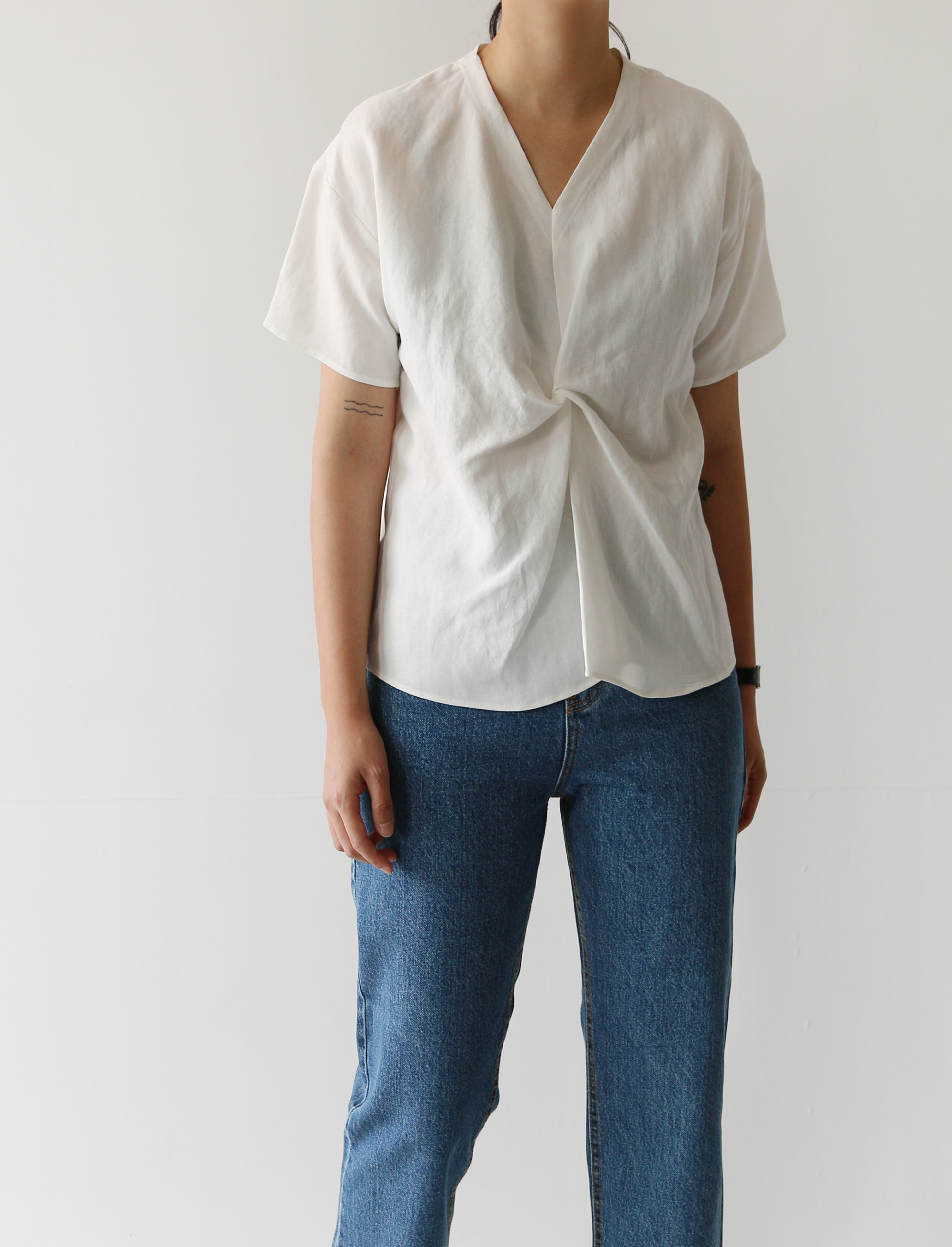 linen twist half blouse (2c)