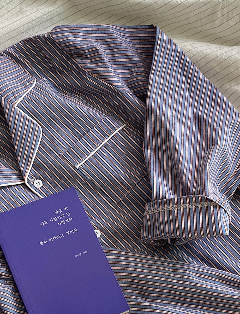 blue stripe pajamas set
