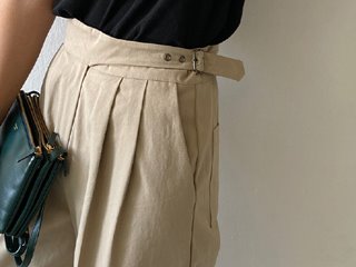 joy side belt cotton pants (2c)
